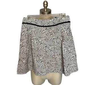 Ann Taylor Loft Black & White‎ Geometric Print Mini Skirt Women's Size 0P